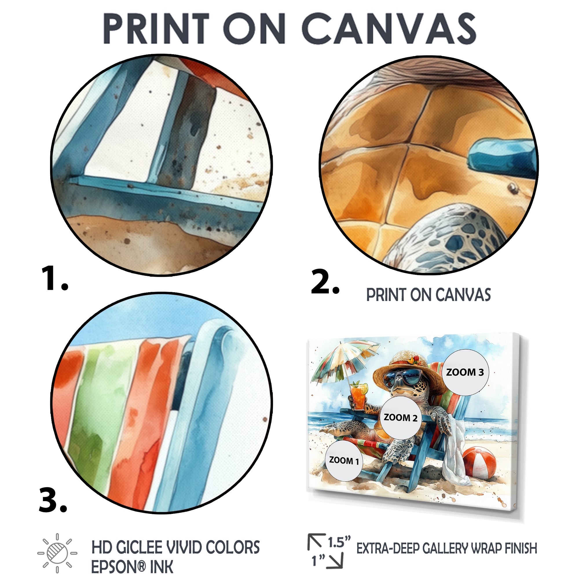 Turtle On The Beach Relaxing - Green Coastal Animal Wall Art