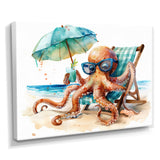 Octopus Relaxing On A Beach Chair - Octopus Home Decor Art