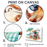 Octopus Relaxing On A Beach Chair - Octopus Home Decor Art