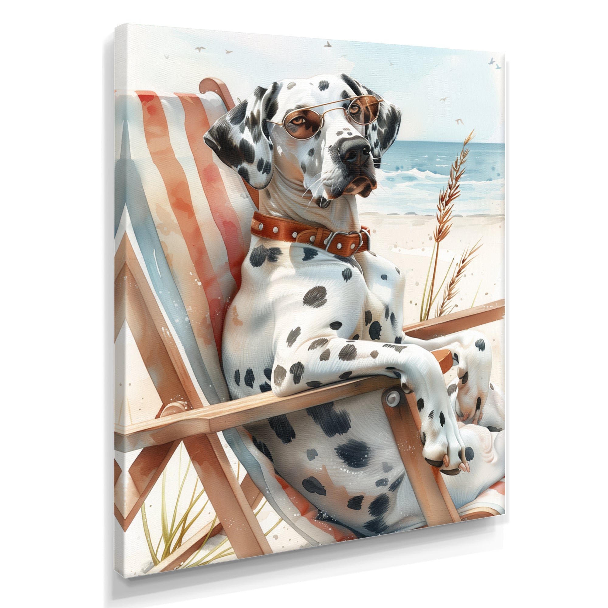 Dalmatian Dog Tanning On A Beach Chair - Coastal Animal Wall Decor