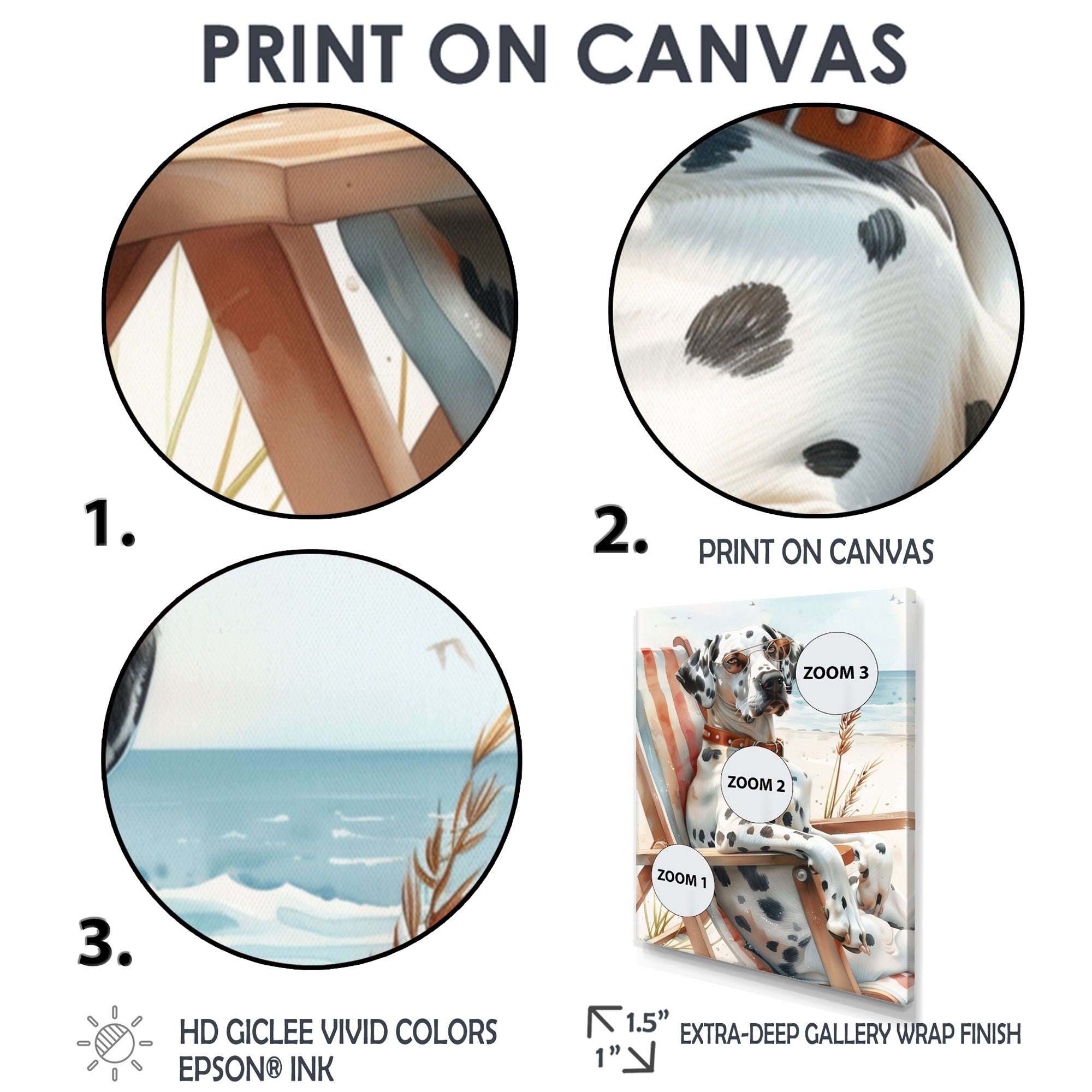 Dalmatian Dog Tanning On A Beach Chair - Coastal Animal Wall Decor