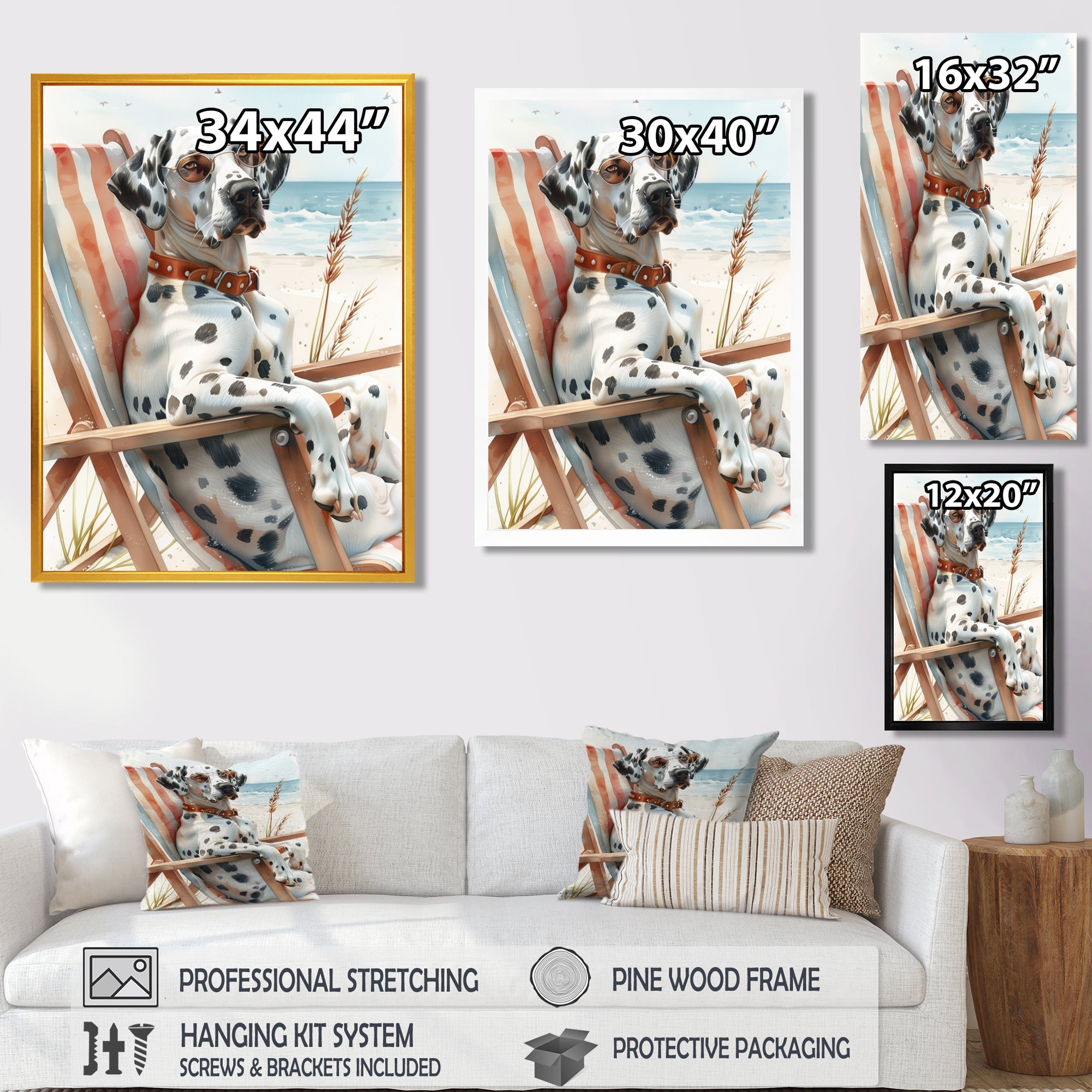 Dalmatian Dog Tanning On A Beach Chair - Coastal Animal Wall Decor