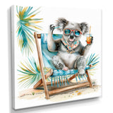 Cute Koala Beach Chair Relaxing - Gray Coastal Animal Wall Art