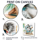 Cute Koala Beach Chair Relaxing - Gray Coastal Animal Wall Art