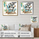 Cute Koala Beach Chair Relaxing - Gray Coastal Animal Wall Art