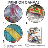 Poodle Dog Beach Relaxing Paradise - Coastal Animal Framed Canvas Art