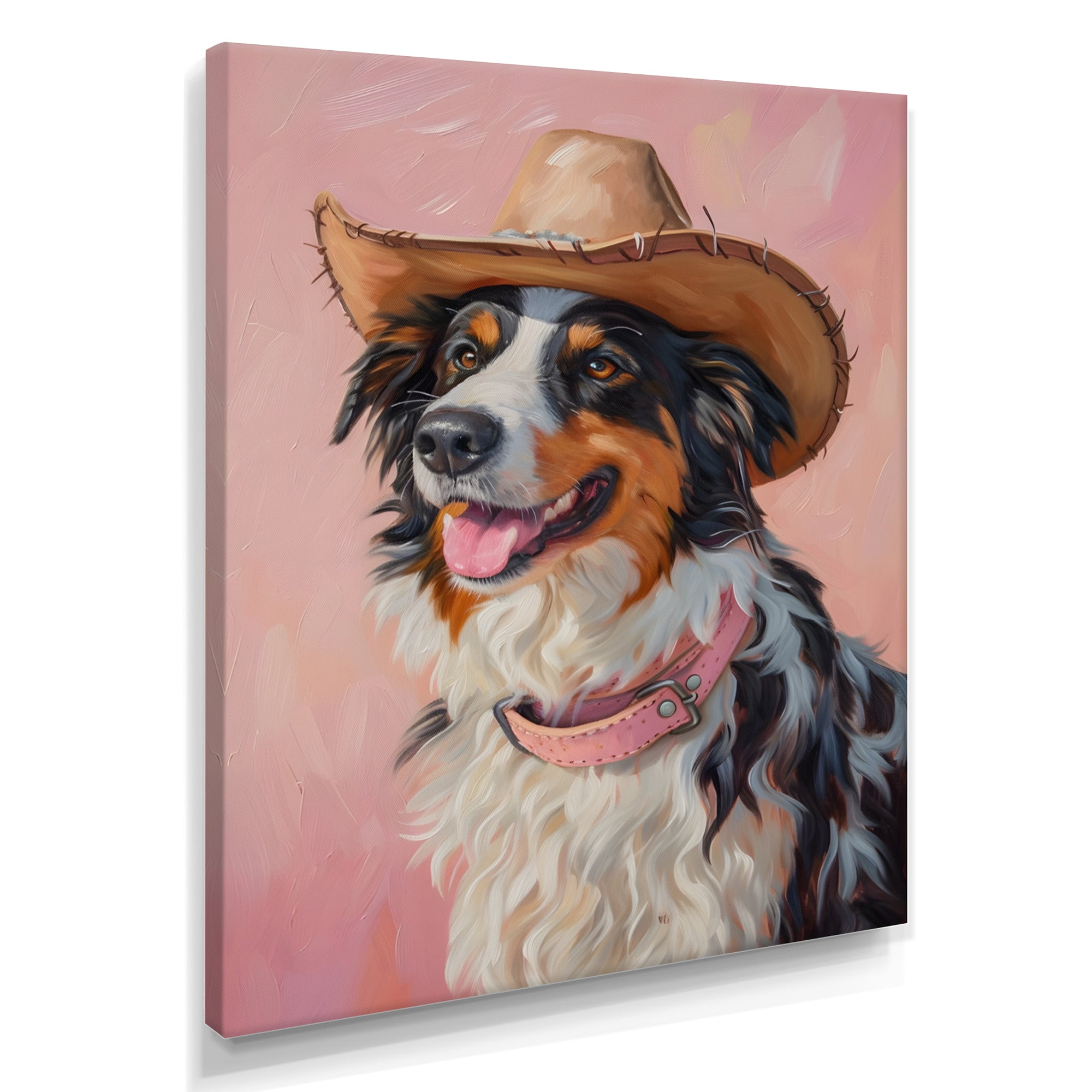 Cowboy Border Collie Dog In Austin - Dog Bedroom Wall Art