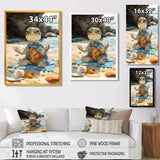Funny Turtle On The Beach Doing Yoga - Turtle Bedroom Wall Art