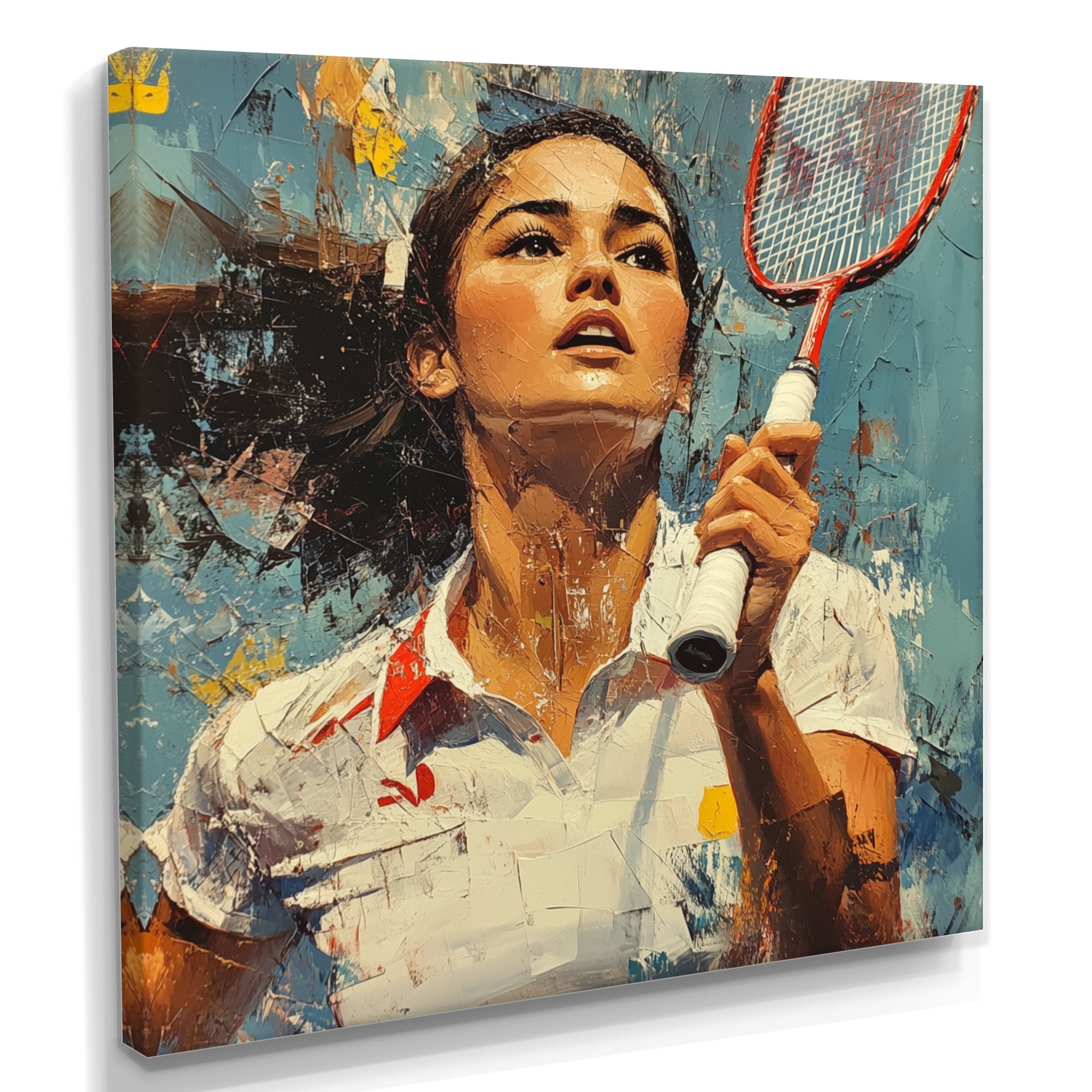 Sport Badminton In Blue And White Tones - Badminton Canvas Wall Art
