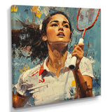 Sport Badminton In Blue And White Tones - Badminton Canvas Wall Art