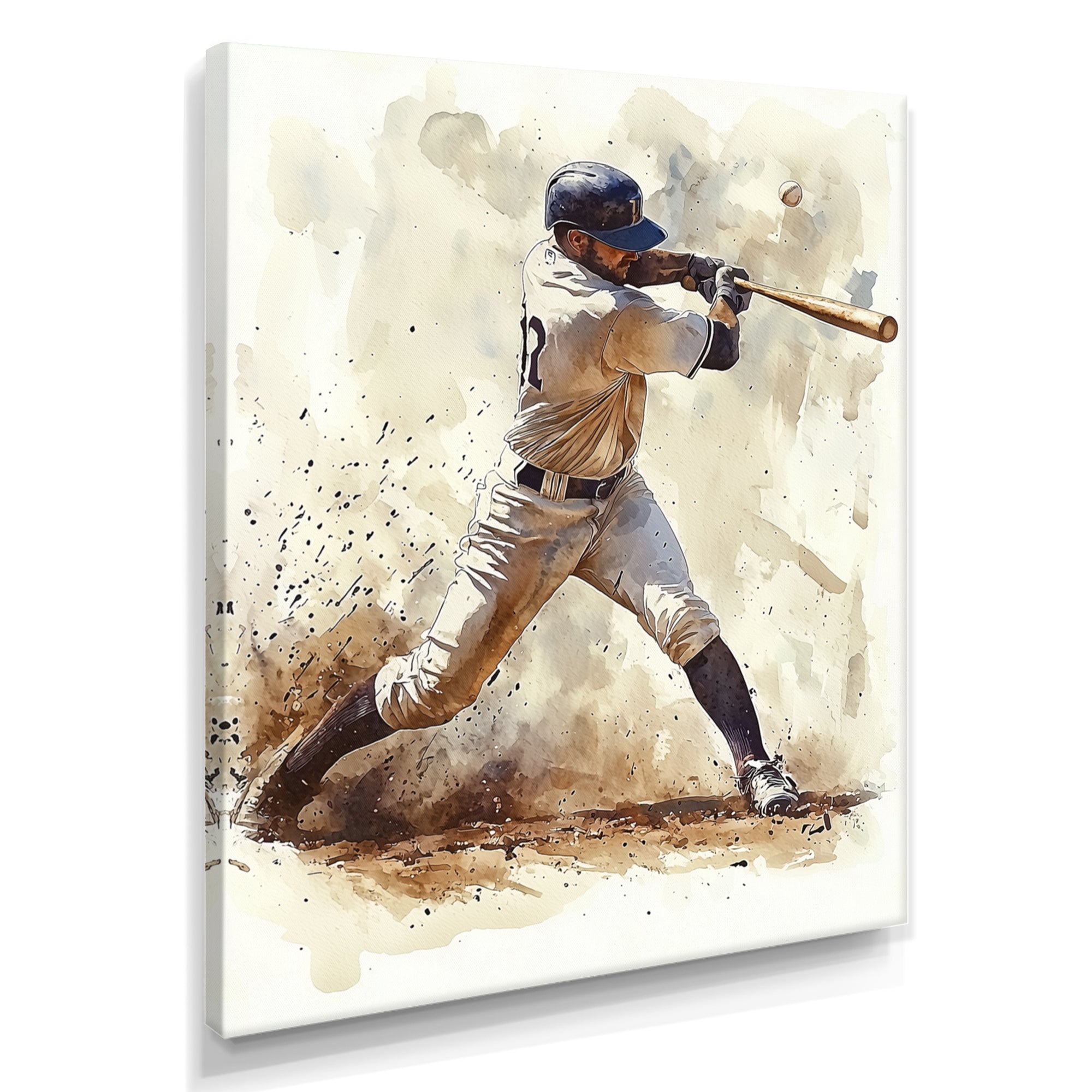 White Blue Baseball Player At The Pitch I - Sport Baseball Canvas Wall Art