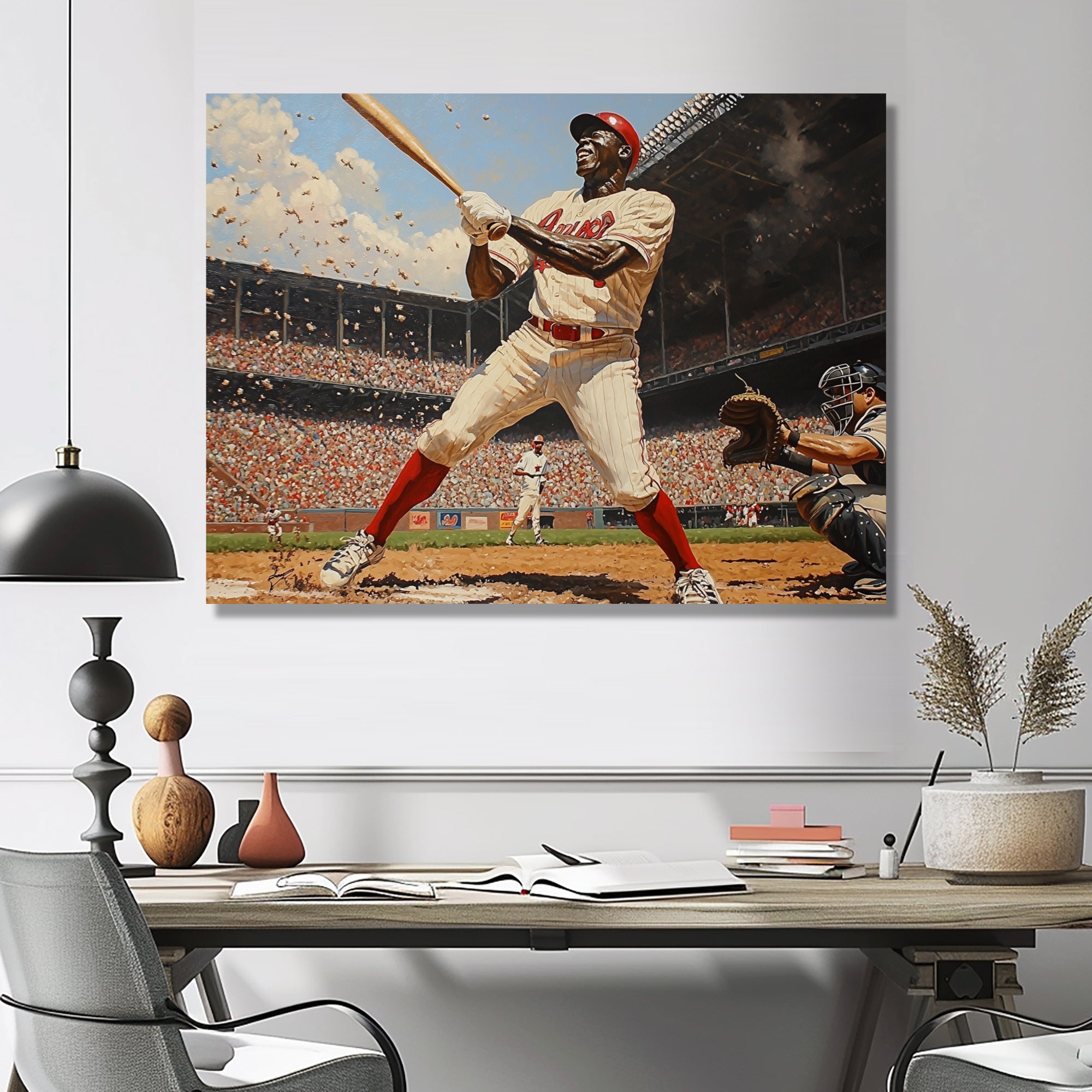 Baseball Player Hitting A Home Run - Sport Baseball Canvas Wall Art