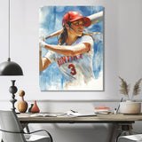 White Red Baseball Player At The Pitch - Sport Baseball Canvas Wall Art