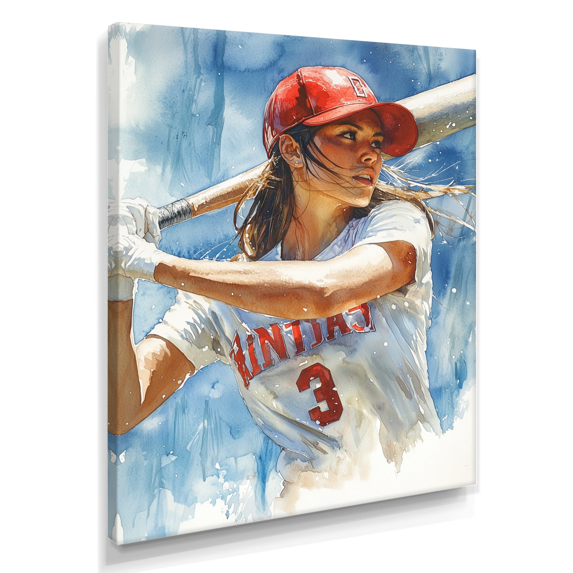 White Red Baseball Player At The Pitch - Sport Baseball Canvas Wall Art