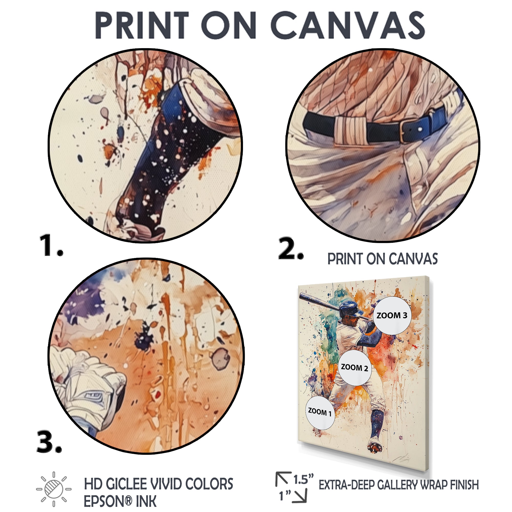 White Blue Baseball Player Hitting A Home Run - Sport Baseball Canvas Wall Art