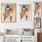 White Blue Baseball Player Hitting A Home Run - Sport Baseball Canvas Wall Art