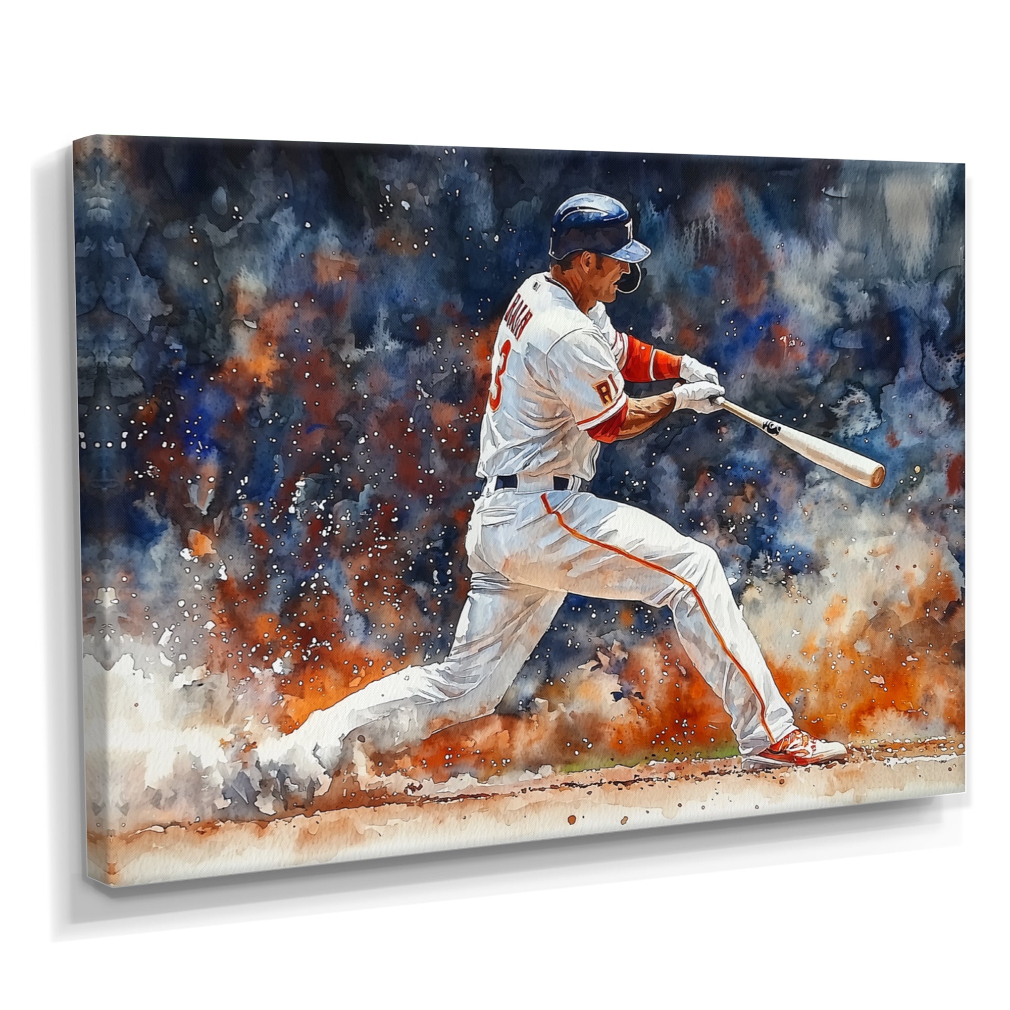 White Red Baseball Player On The Field - Sport Baseball Canvas Wall Art