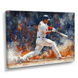 White Red Baseball Player On The Field - Sport Baseball Canvas Wall Art