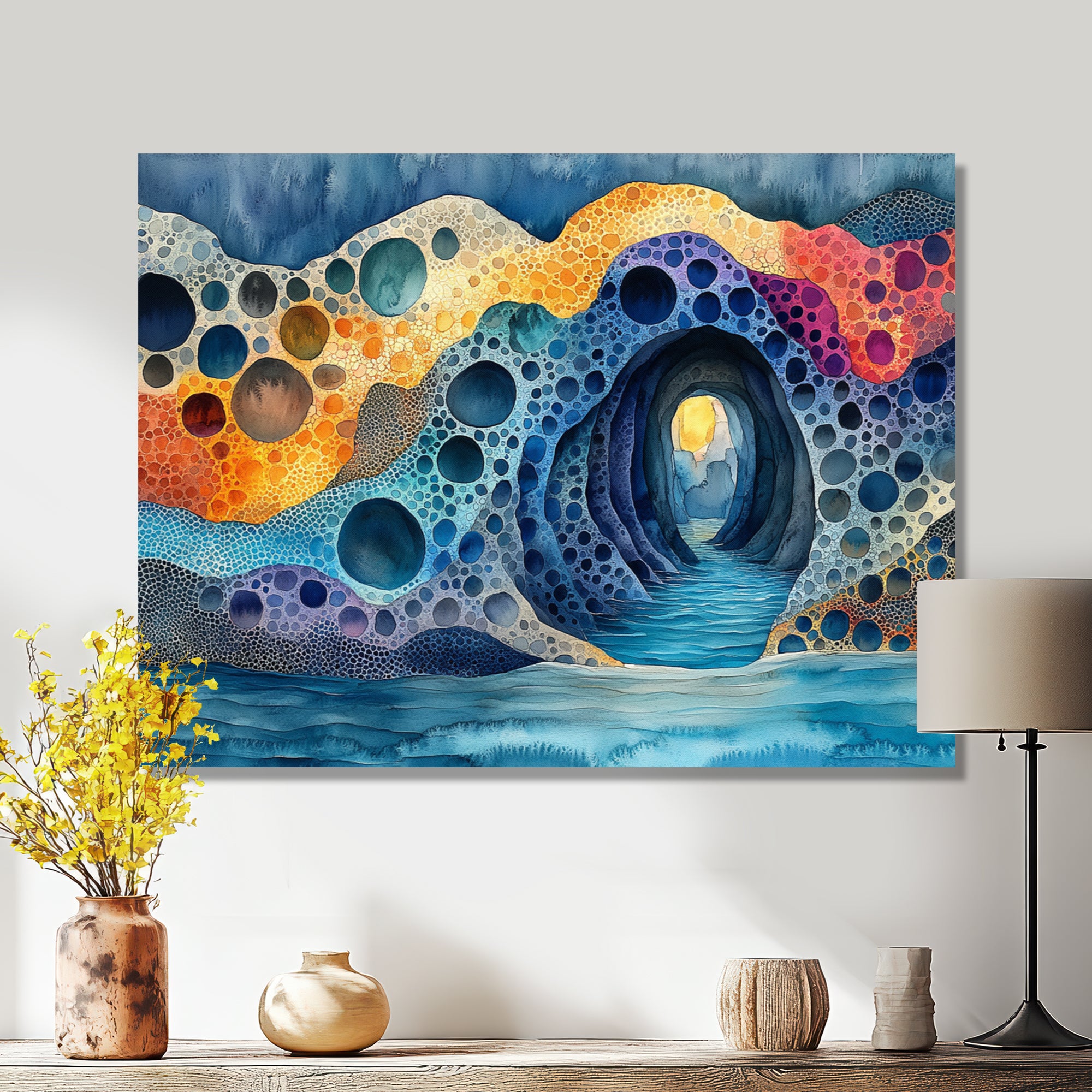 Blue And Orange Coastal Reef - Coral Canvas Wall Art