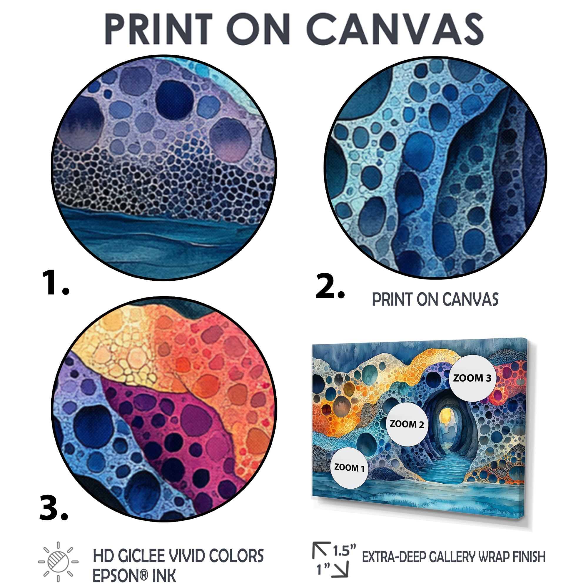 Blue And Orange Coastal Reef - Coral Canvas Wall Art