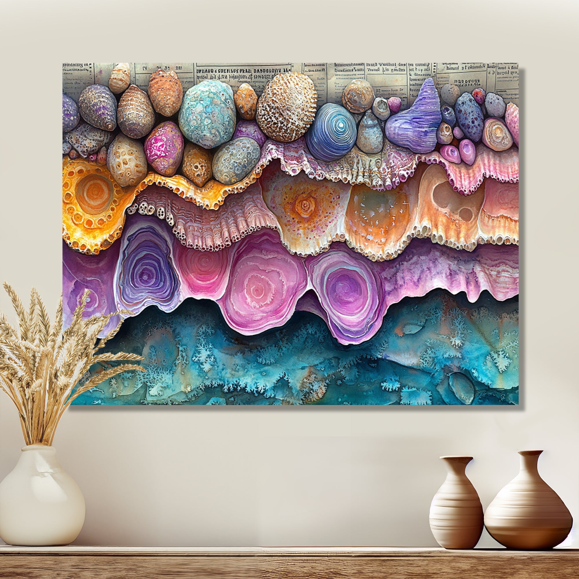 Pink And Blue Coral Oceans Edge Of Wonder - Coral Wall Art Prints