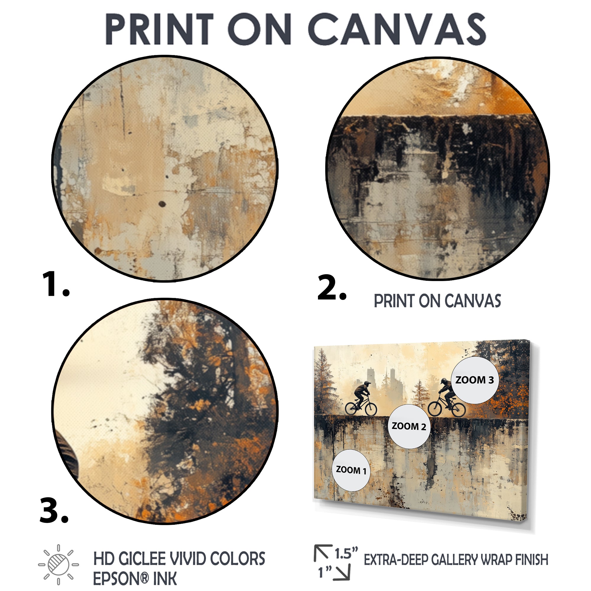 Black And Orange BMX Forest Riding - Cycling Canvas Wall Art