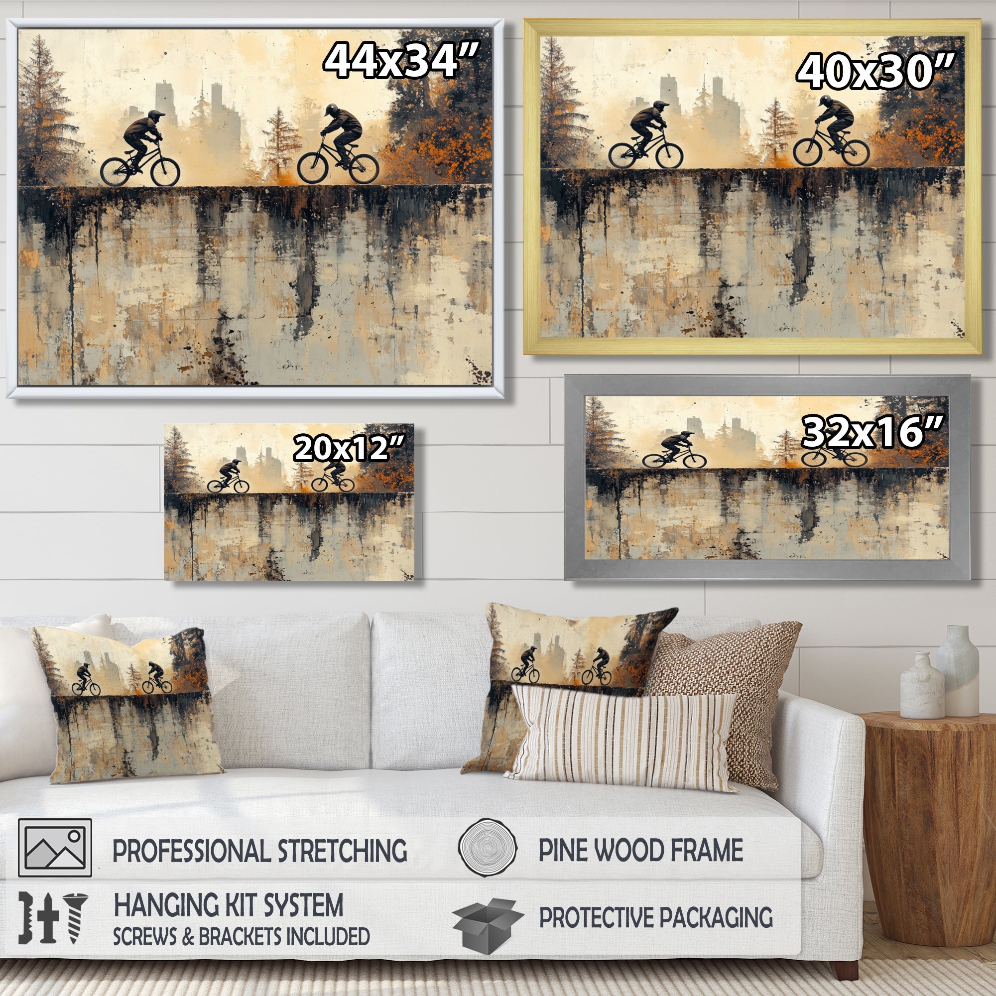 Black And Orange BMX Forest Riding - Cycling Canvas Wall Art