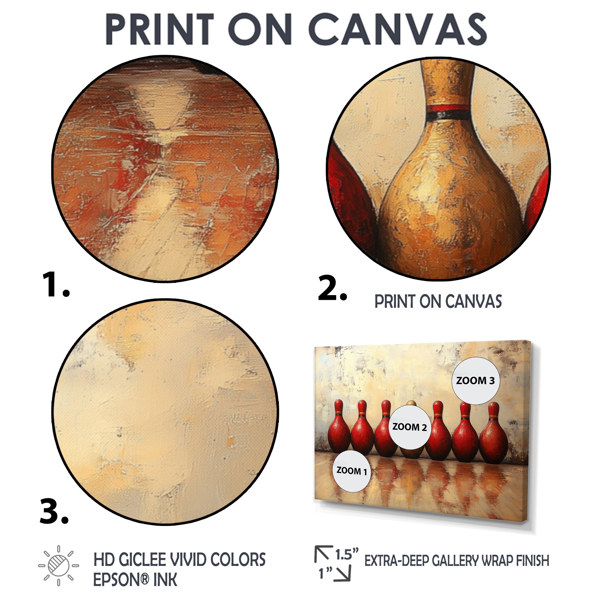 Red And Gold Bowling Perfect Game - Bowling Canvas Wall Art