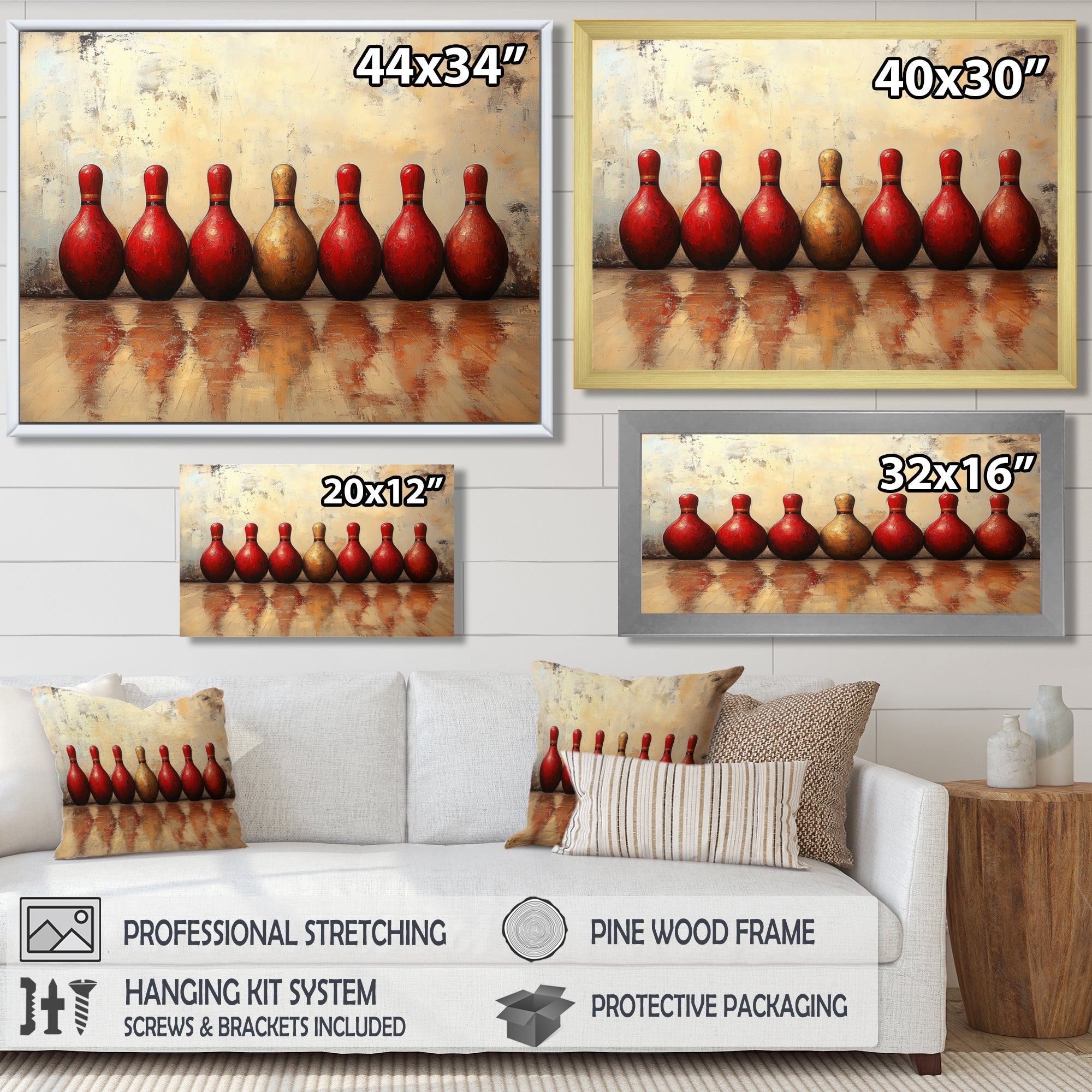 Red And Gold Bowling Perfect Game - Bowling Canvas Wall Art