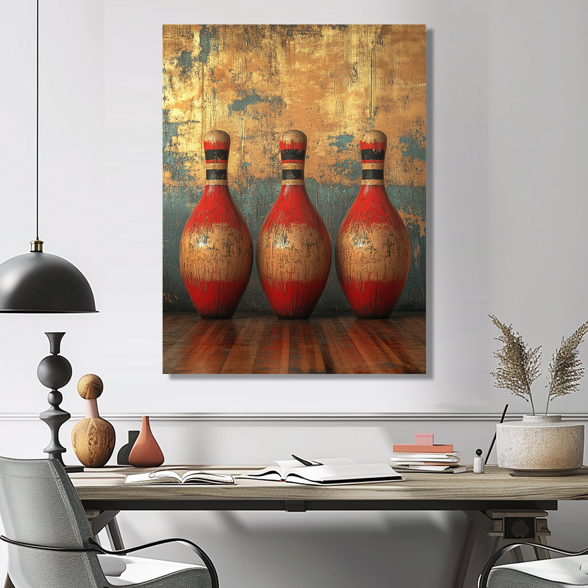Gold And Red Bowling Perfect Game - Bowling Canvas Wall Art