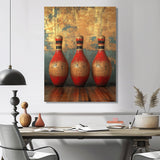 Gold And Red Bowling Perfect Game - Bowling Canvas Wall Art