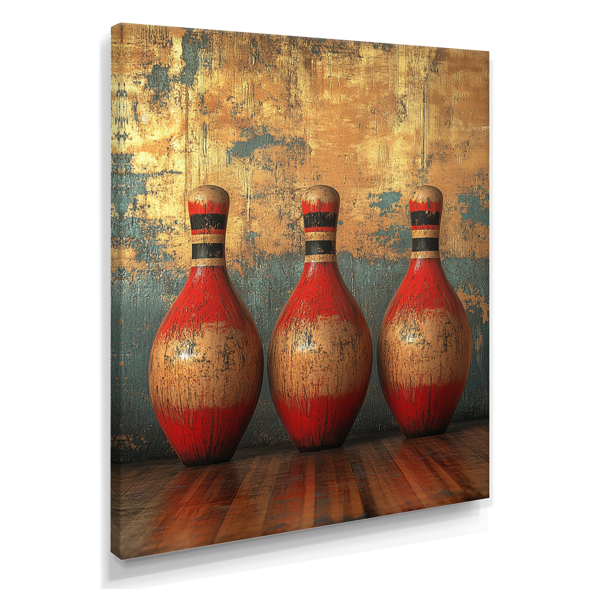 Gold And Red Bowling Perfect Game - Bowling Canvas Wall Art