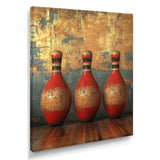 Gold And Red Bowling Perfect Game - Bowling Canvas Wall Art
