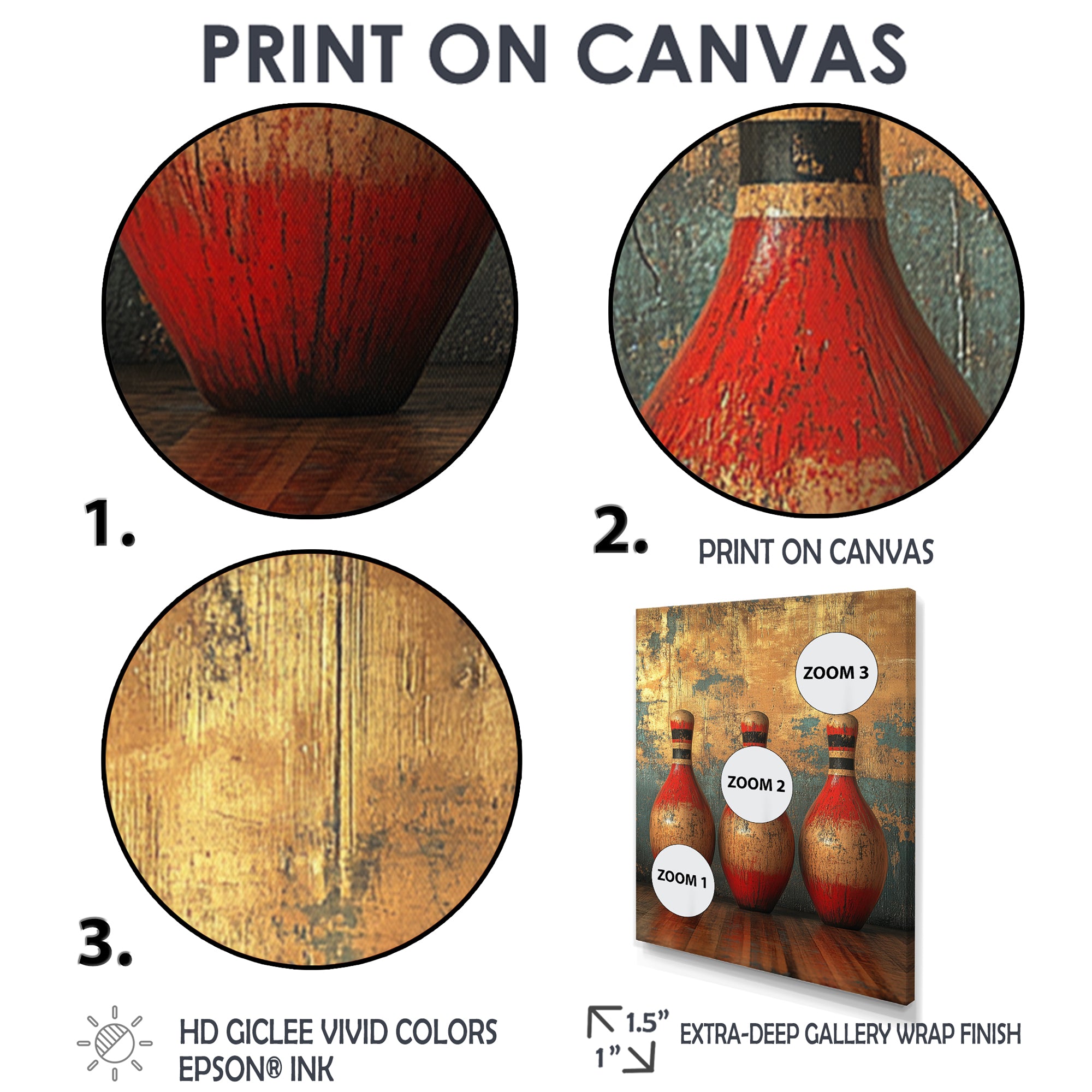 Gold And Red Bowling Perfect Game - Bowling Canvas Wall Art