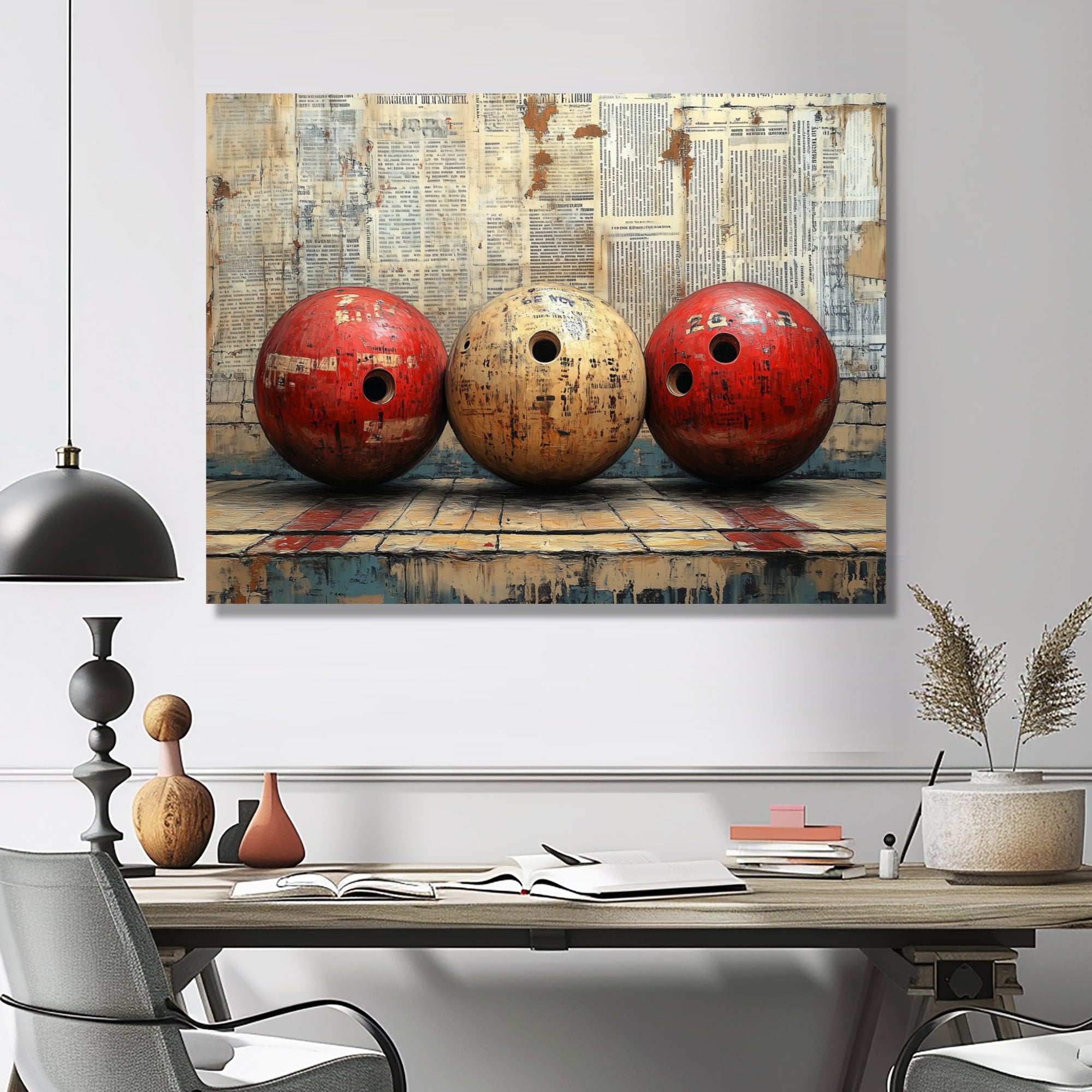 Gold And Red Bowling Perfect Game Glory - Bowling Canvas Wall Art