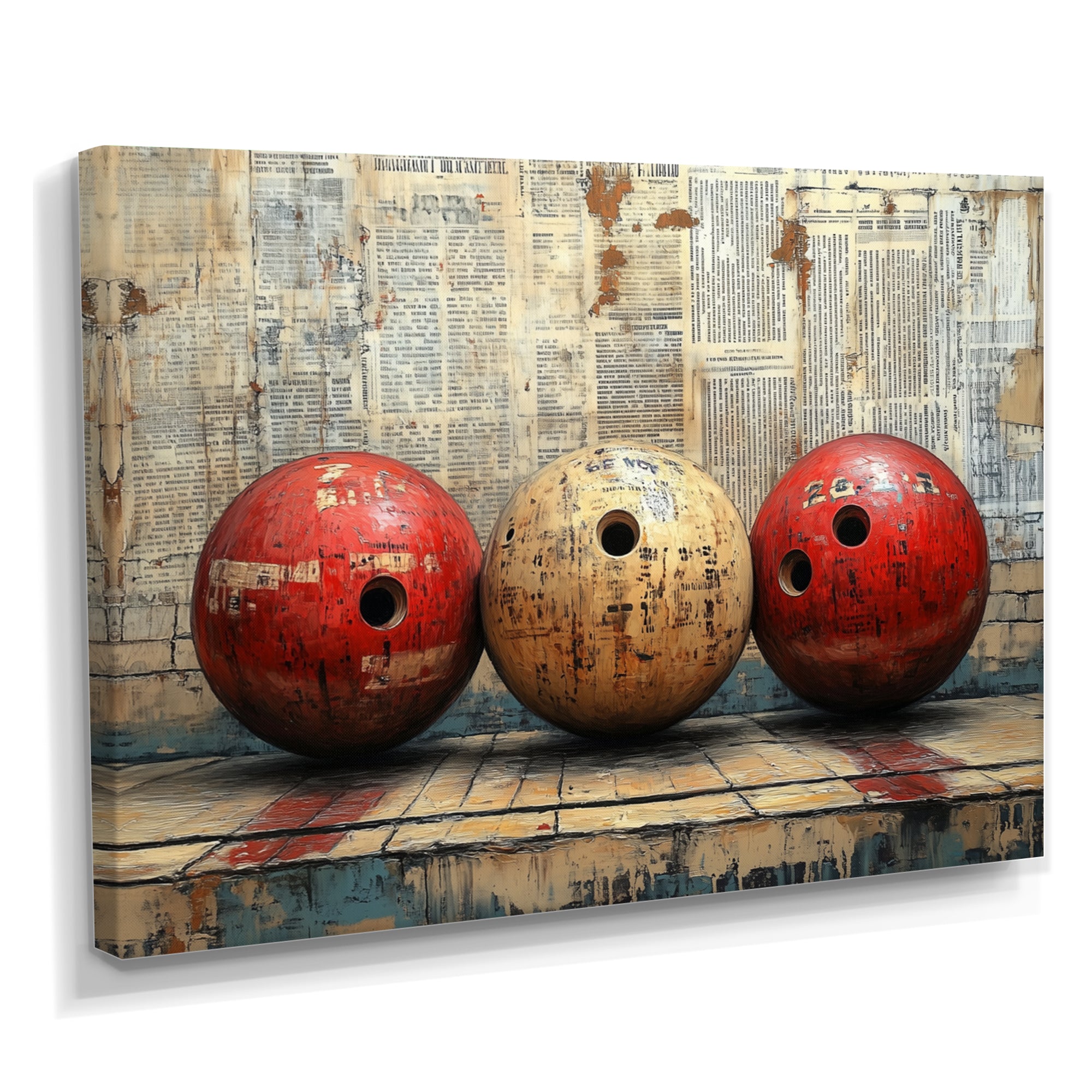 Gold And Red Bowling Perfect Game Glory - Bowling Canvas Wall Art