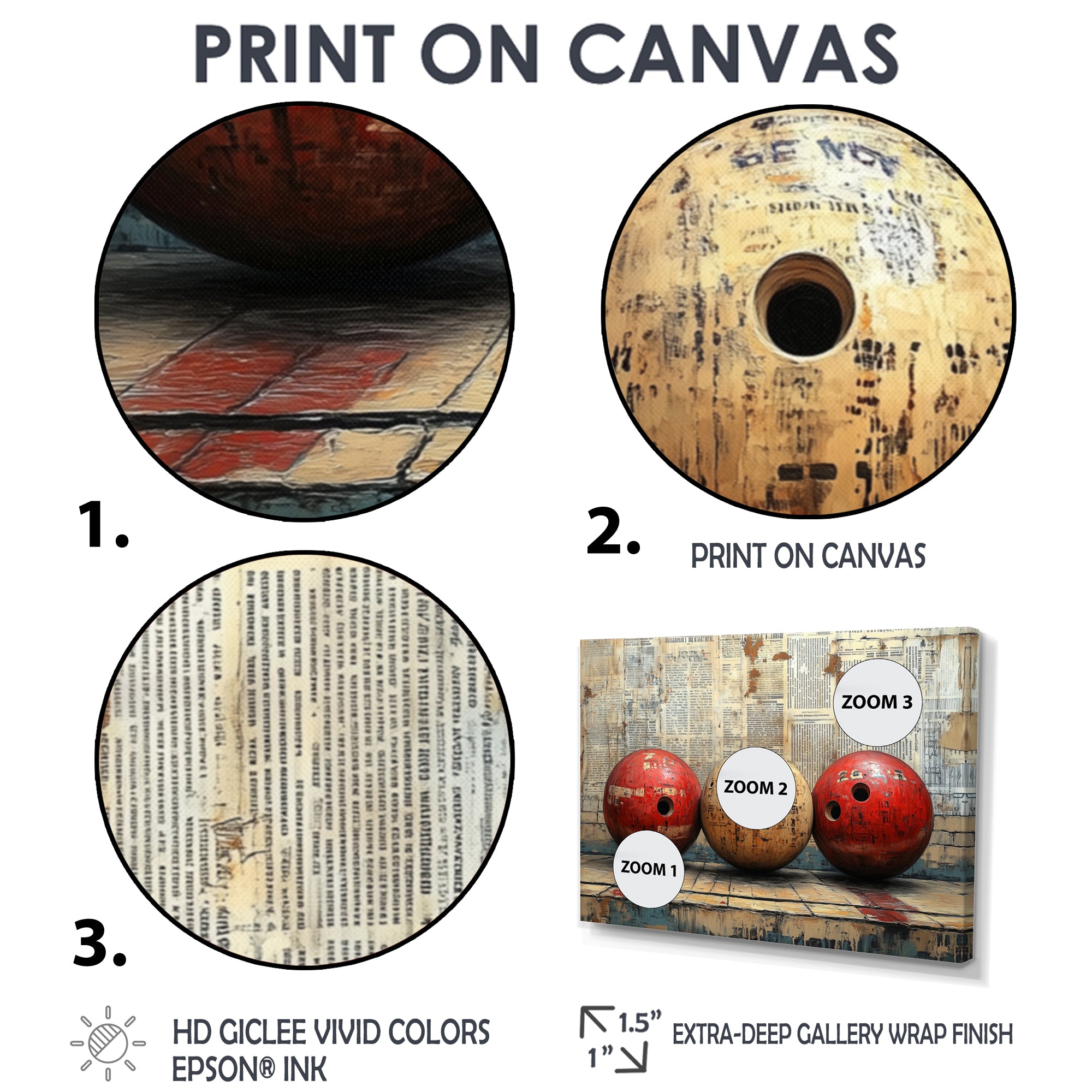 Gold And Red Bowling Perfect Game Glory - Bowling Canvas Wall Art