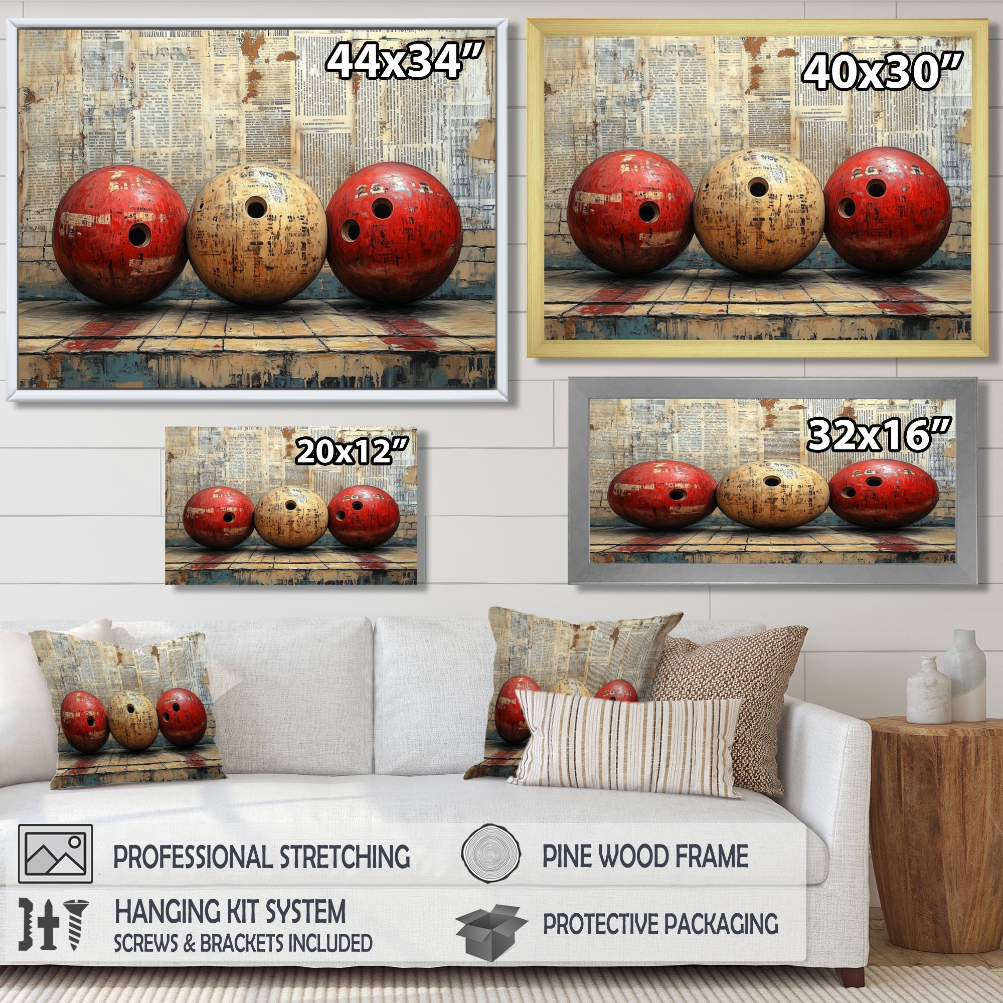 Gold And Red Bowling Perfect Game Glory - Bowling Canvas Wall Art