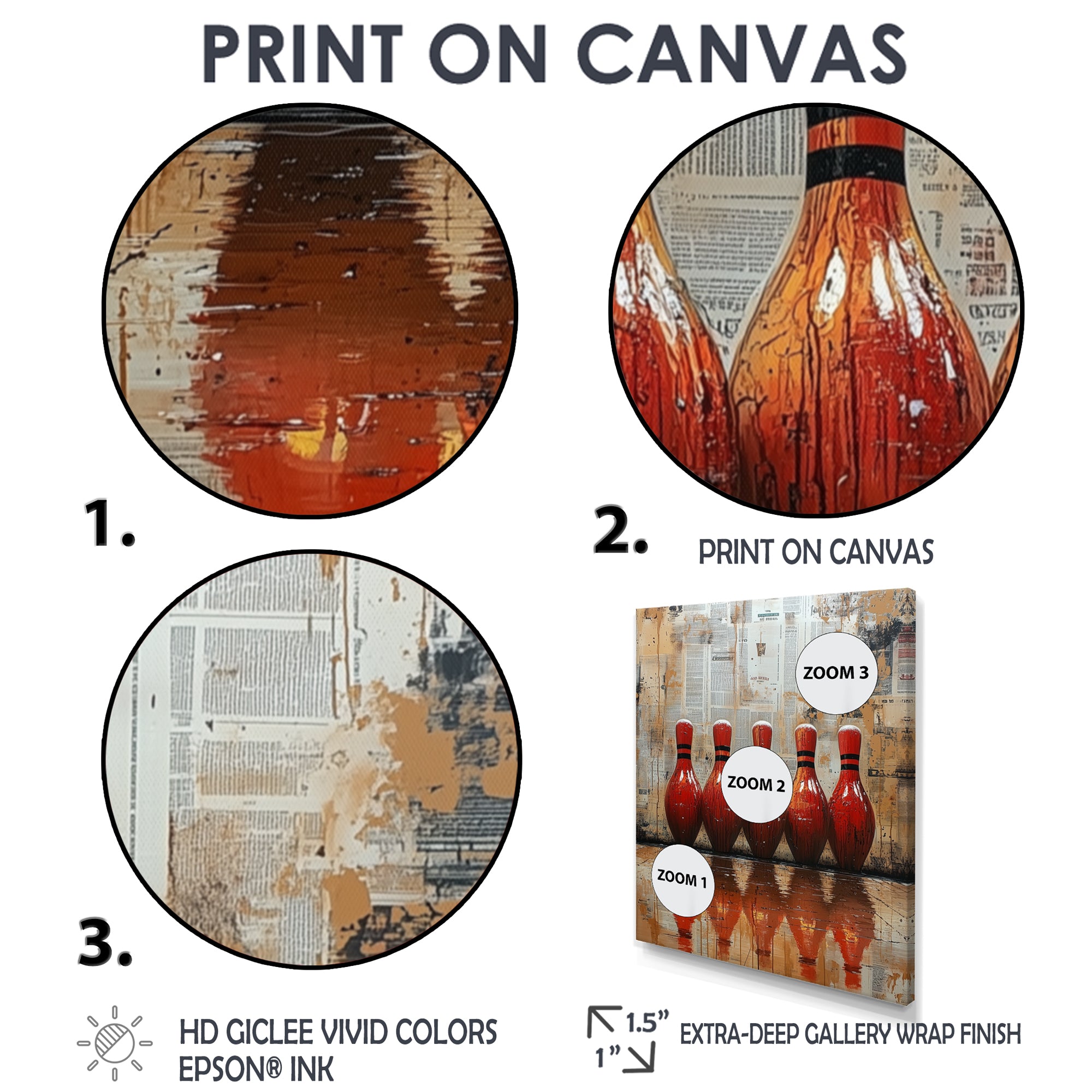 Red And Brown Bowling Perfect Game Glory - Bowling Canvas Wall Art