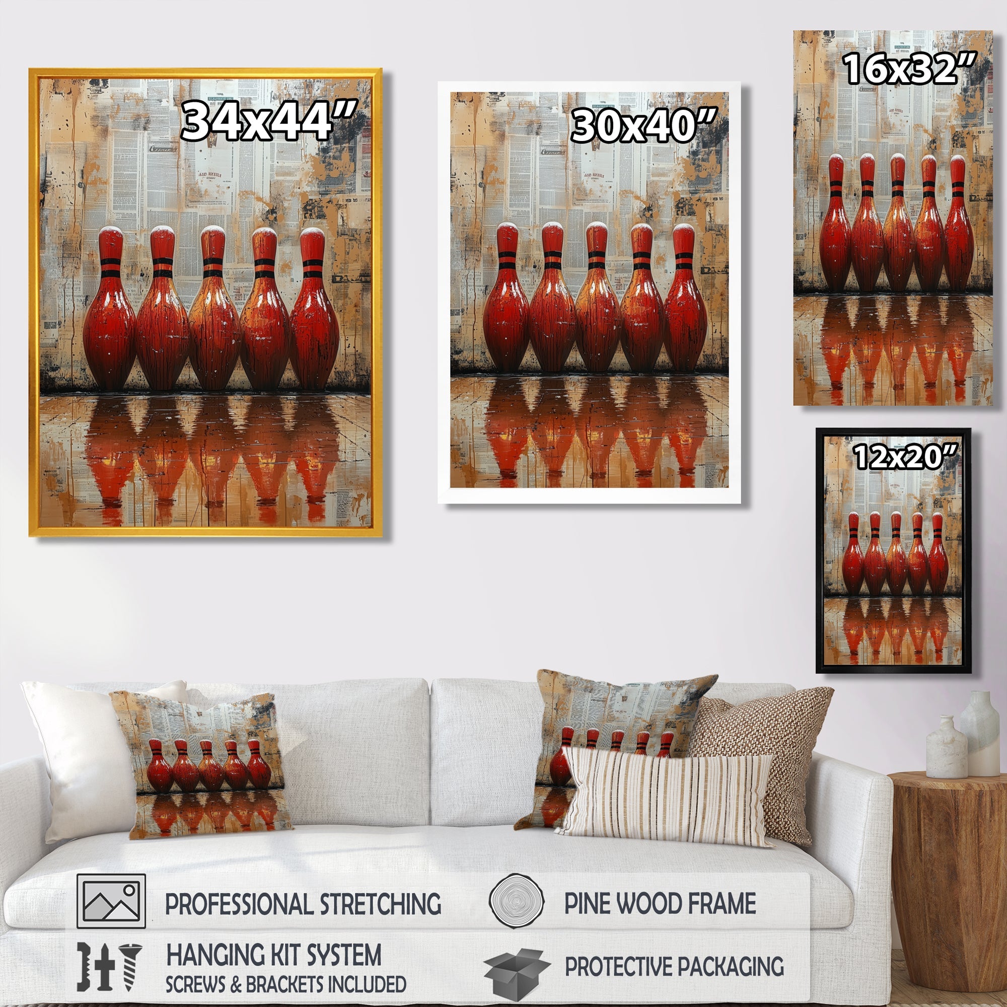 Red And Brown Bowling Perfect Game Glory - Bowling Canvas Wall Art