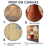 Red And White Bowling Pin Topple - Bowling Canvas Wall Art