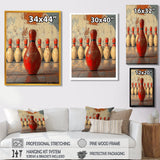 Red And White Bowling Pin Topple - Bowling Canvas Wall Art