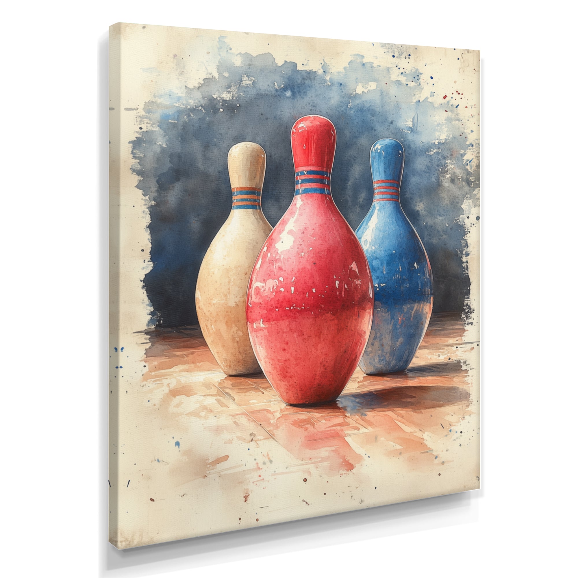 Pink And Blue Bowling Pinsetters Rhythm I - Bowling Canvas Wall Art