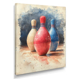 Pink And Blue Bowling Pinsetters Rhythm I - Bowling Canvas Wall Art