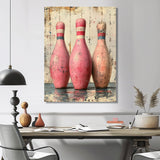 Pink And Beige Bowling Pinsetters Rhythm - Bowling Canvas Wall Art