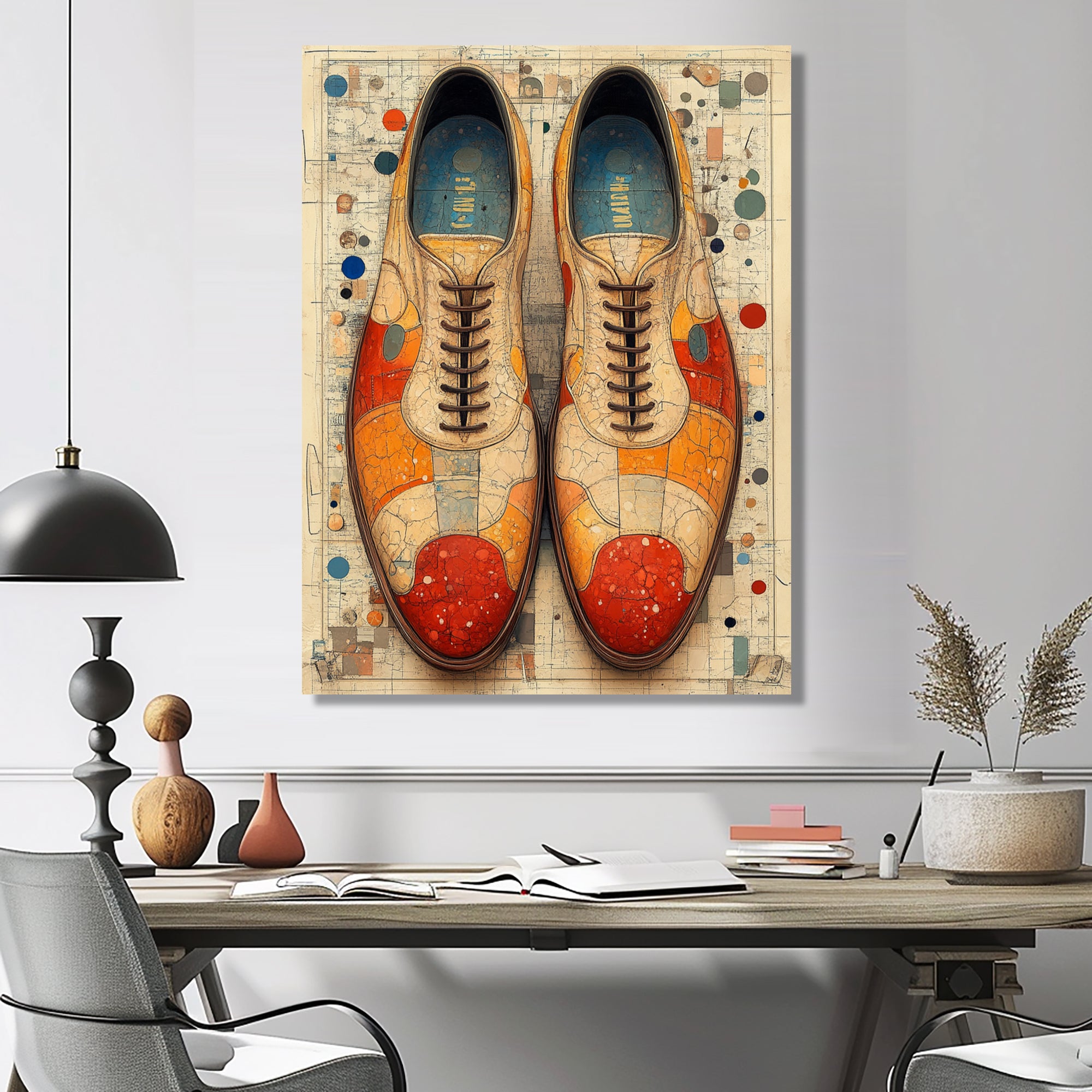 Orange And Yellow Bowling Shoe Rental - Bowling Canvas Wall Art