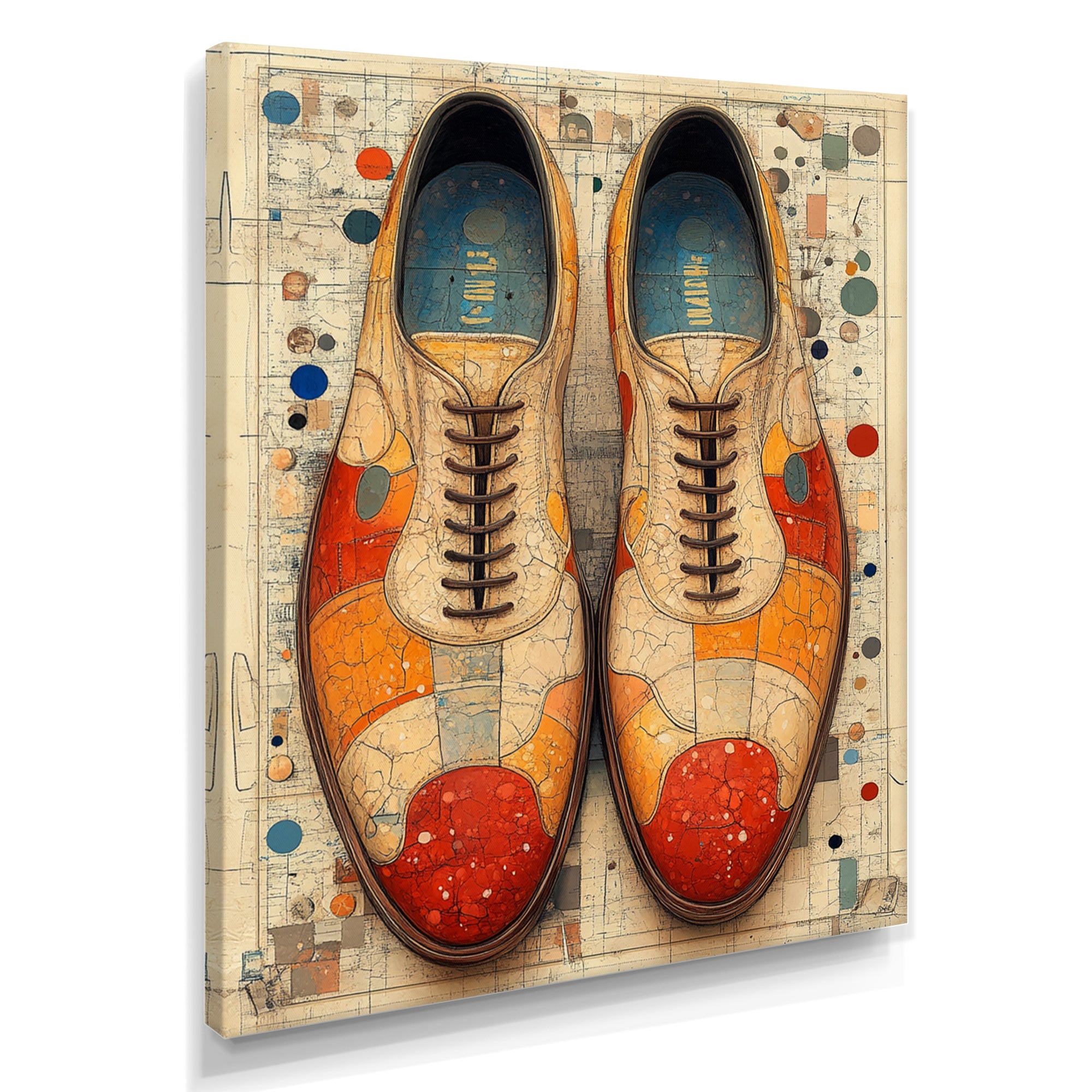 Orange And Yellow Bowling Shoe Rental - Bowling Canvas Wall Art