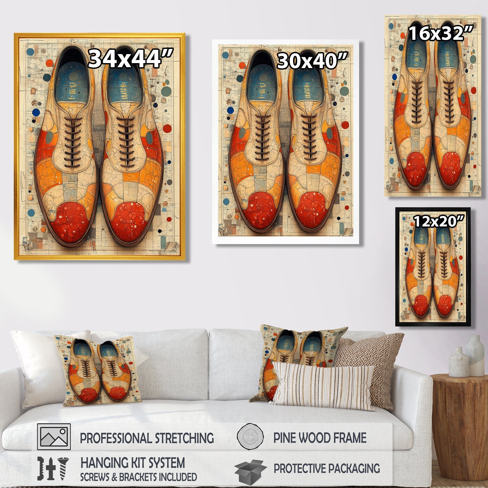 Orange And Yellow Bowling Shoe Rental - Bowling Canvas Wall Art