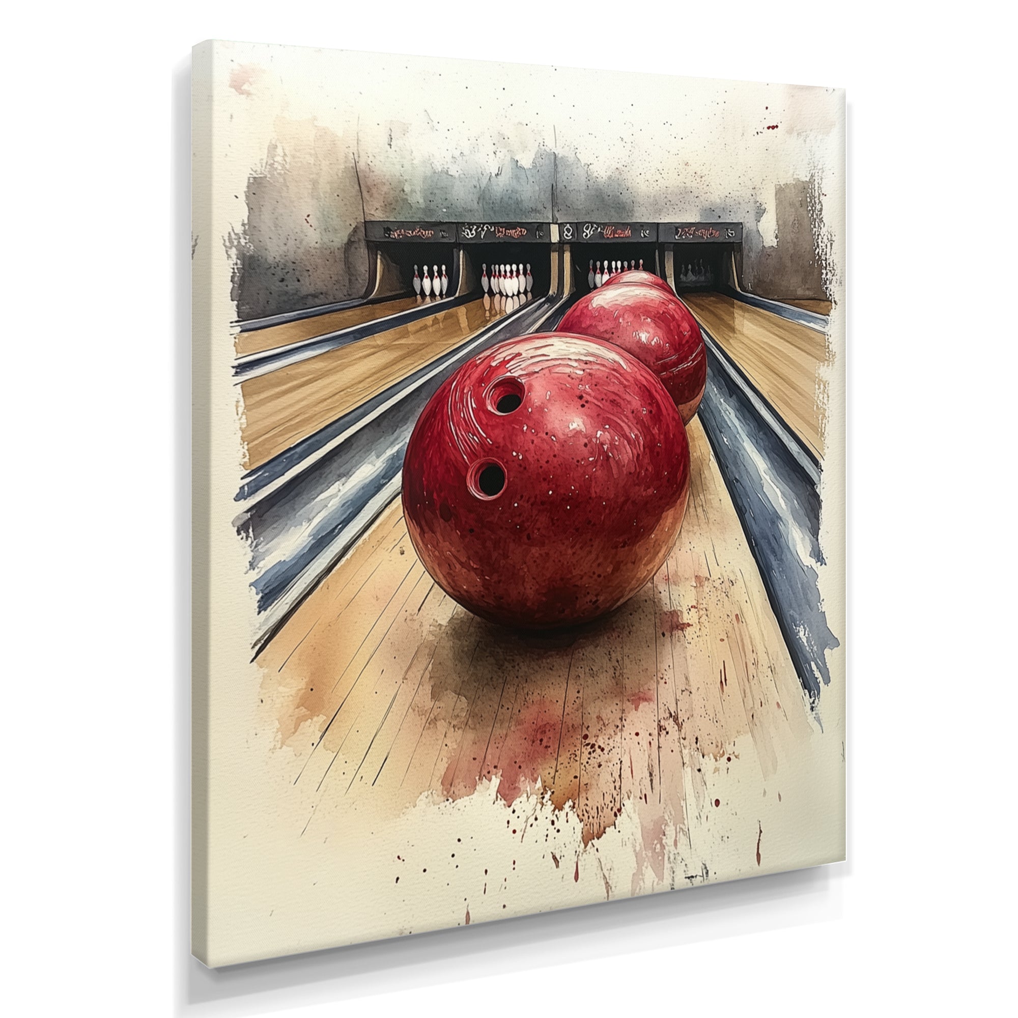 Red And Grey Bowling Spare Shot Focus - Bowling Canvas Wall Art