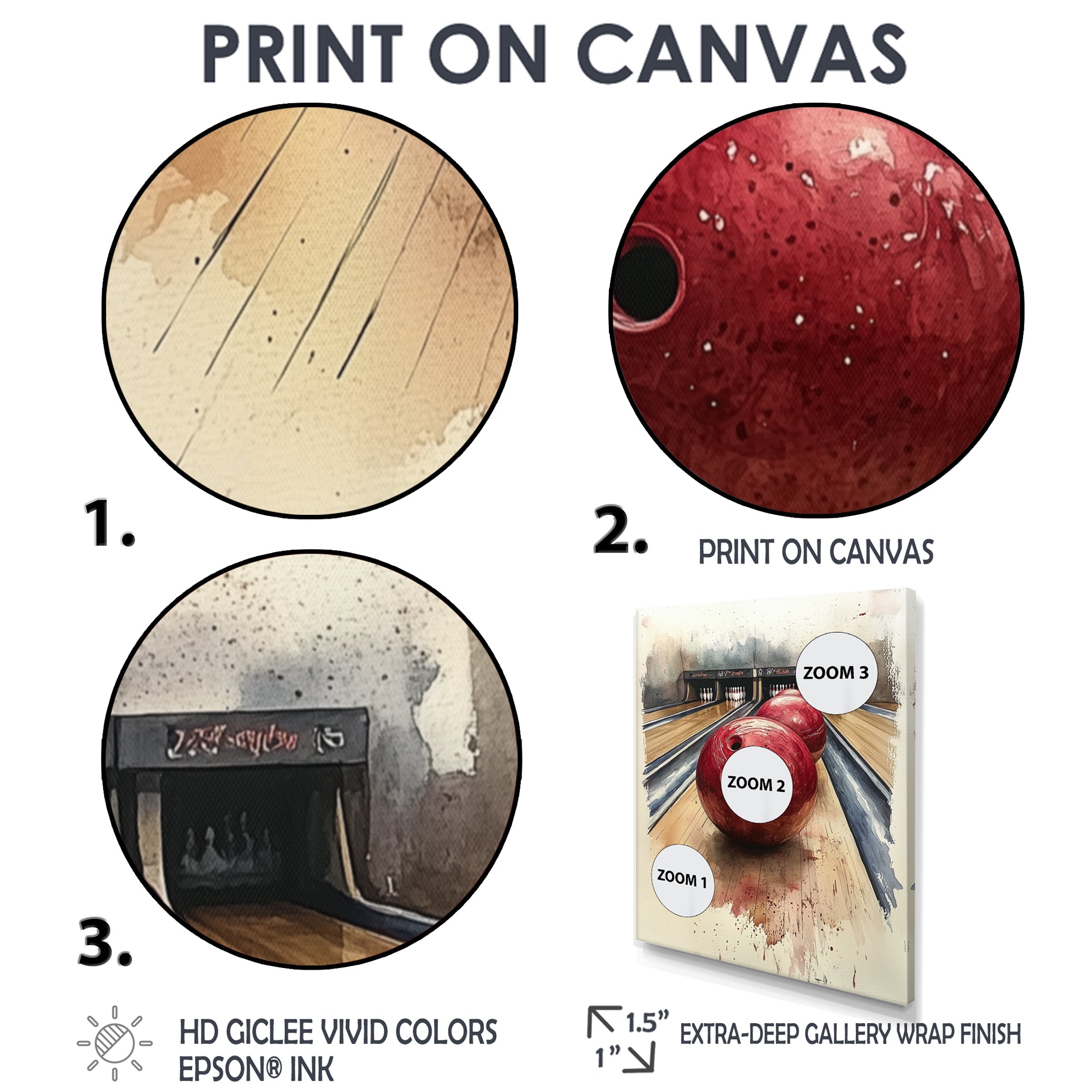 Red And Grey Bowling Spare Shot Focus - Bowling Canvas Wall Art